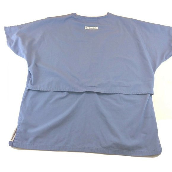 Medical Uniform Scrub Size Medium Stuff Tech Top Blue Short Sleeve Unisex - Picture 8 of 12